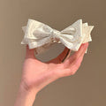 Polka Dot Satin Bow Twist Hair Clip Pink White Black view 2