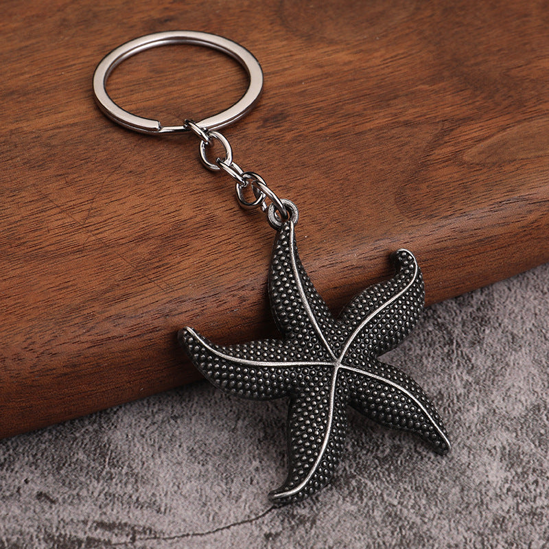 Large Starfish Metal Keychain Travel Souvenir Gift Pendant