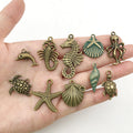 Yellow Starfish and Seahorse Shell Charms for Jewelry and Craft Projects view 2