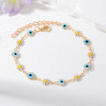 Gold Tone Pearl and Enamel Evil Eye Chain Bracelets in Seven Styles view 3