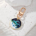 Gold Tone Round Marbled Swirl Enamel Clip Keychains in Six Colors view 3