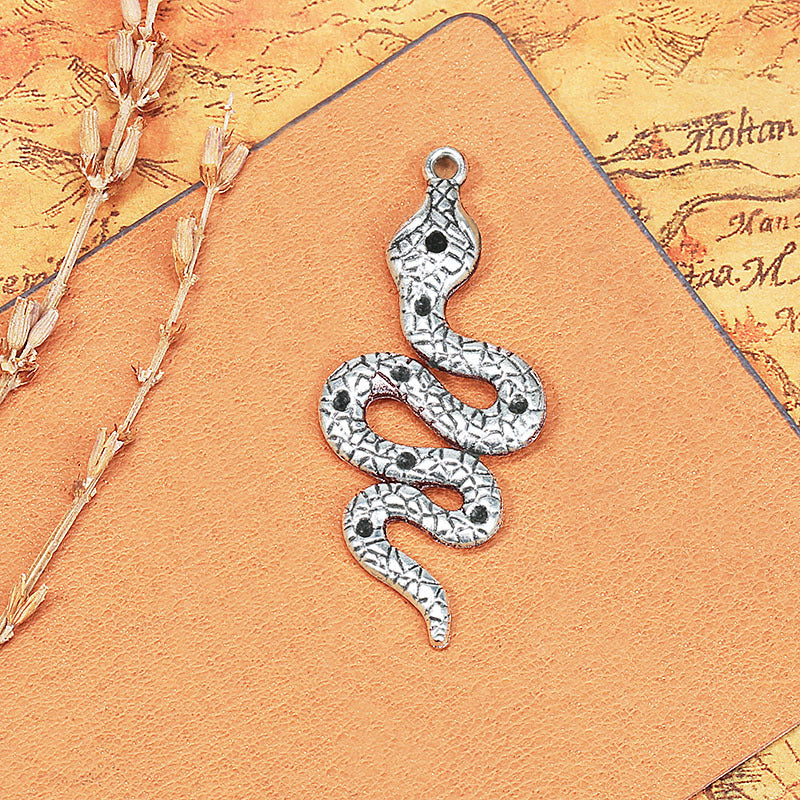 Coiled Snake Alloy Charm Pendant 49x21mm