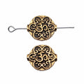 Om Filigree Coin Bead in Antique Gold Jewelry Making Component view 3