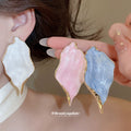 Textured Leaf Statement Stud Earrings Fashion Jewelry view 2