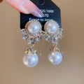 Gold Pearl Rhinestone Drop Necklace Earrings 2 Styles view 7