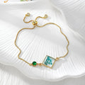 Gold Tone Pressed Flower Crystal Slider Bracelets in Nine Designs view 11