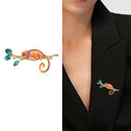 Colorful Enamel Chameleon on Branch Brooch in Four Colors view 3