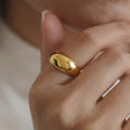 Irregular Smooth Arc Dome Rings Gold Steel Sizes 6-8 view 2