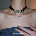 Plush Choker Necklaces With Star Bear And Crystal Drop Charms view 3