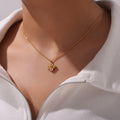 Gold Flower Zircon Pendant Necklace Double Layer Snake Chain Options view 3