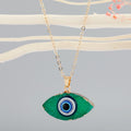 Gold Tone Crystal Cluster Evil Eye Pendant Necklaces in Six Colors view 7