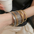 Metal Bangle Four-Piece Sets Mesh Engraved Gold Silver view 3