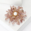 Natural Stone Chip Pearl Flower Brooch Four Colors view 4
