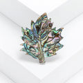 Green White Yellow Mother of Pearl Maple Leaf Brooch view 6