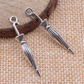 Closed Umbrella Metal Charm Pendant in Two Vintage Finishes view 2