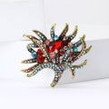 Spiky Crystal Flower Brooch in Red Multicolor or Navy Blue view 4