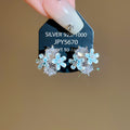 Pastel Floral Crystal Clip Earrings in Polished Statement Design view 7