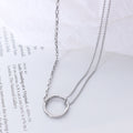 Dual Chain Circle Connector Choker Necklace Three Tones view 7