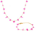 Pink Natural Stone Gold Tone Station Necklace And Bracelet view 5