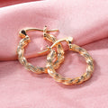 Gold Twisted Rope Hoop Earrings Latch Closure Pair view 4