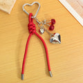 Braided Cord Silver Heart And Cherry Charm Bag Pendant view 2