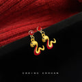 Gold-Tone Red Crystal Stud Snake Charm Drop Earrings view 4