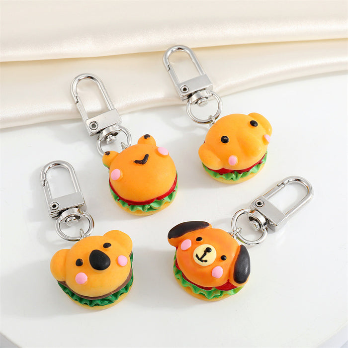 Animal Hamburger Clip Keychains in Four Character Designs