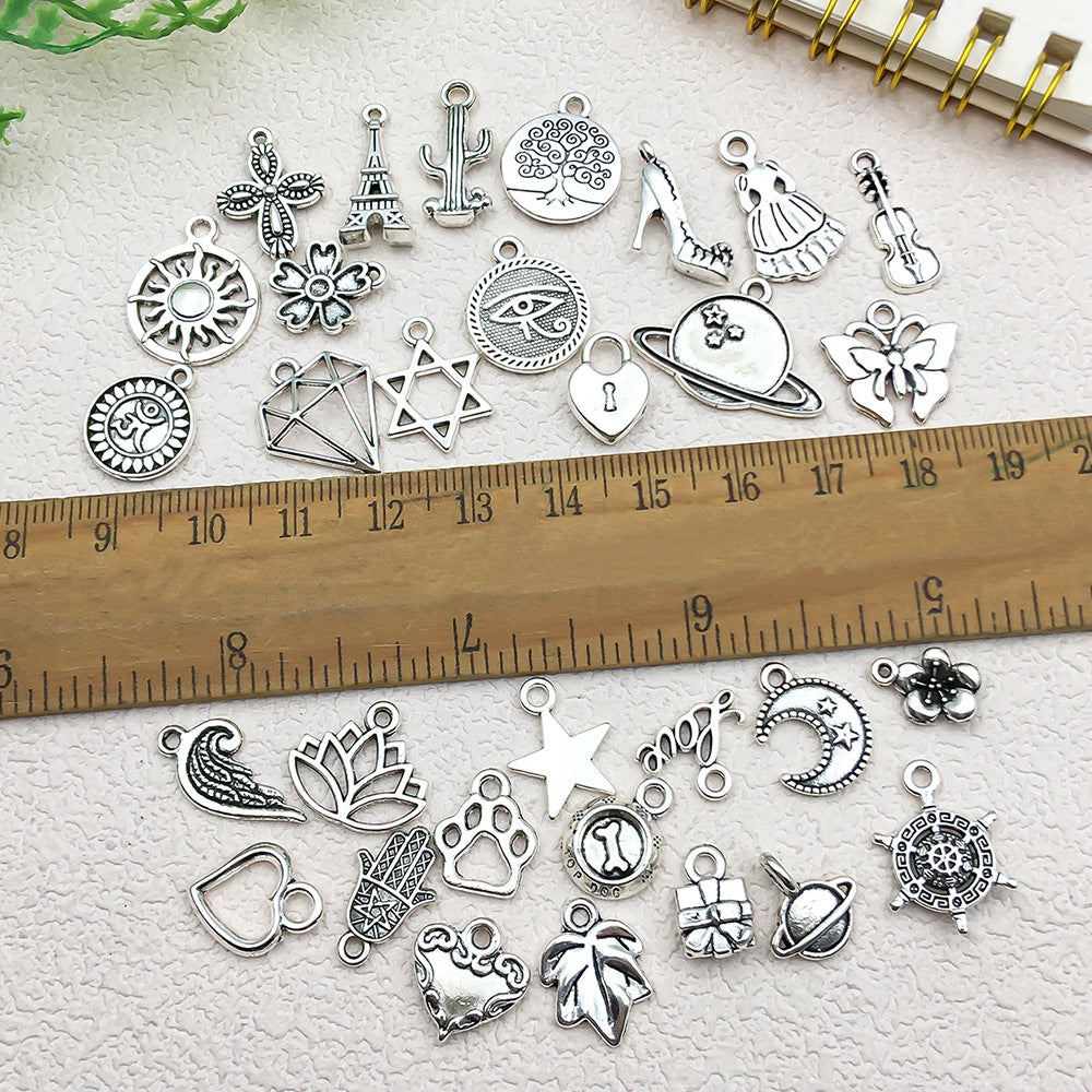 Antique Silver Iron Hexagram Tower Butterfly Charm Pendant for DIY Bracelet Necklace