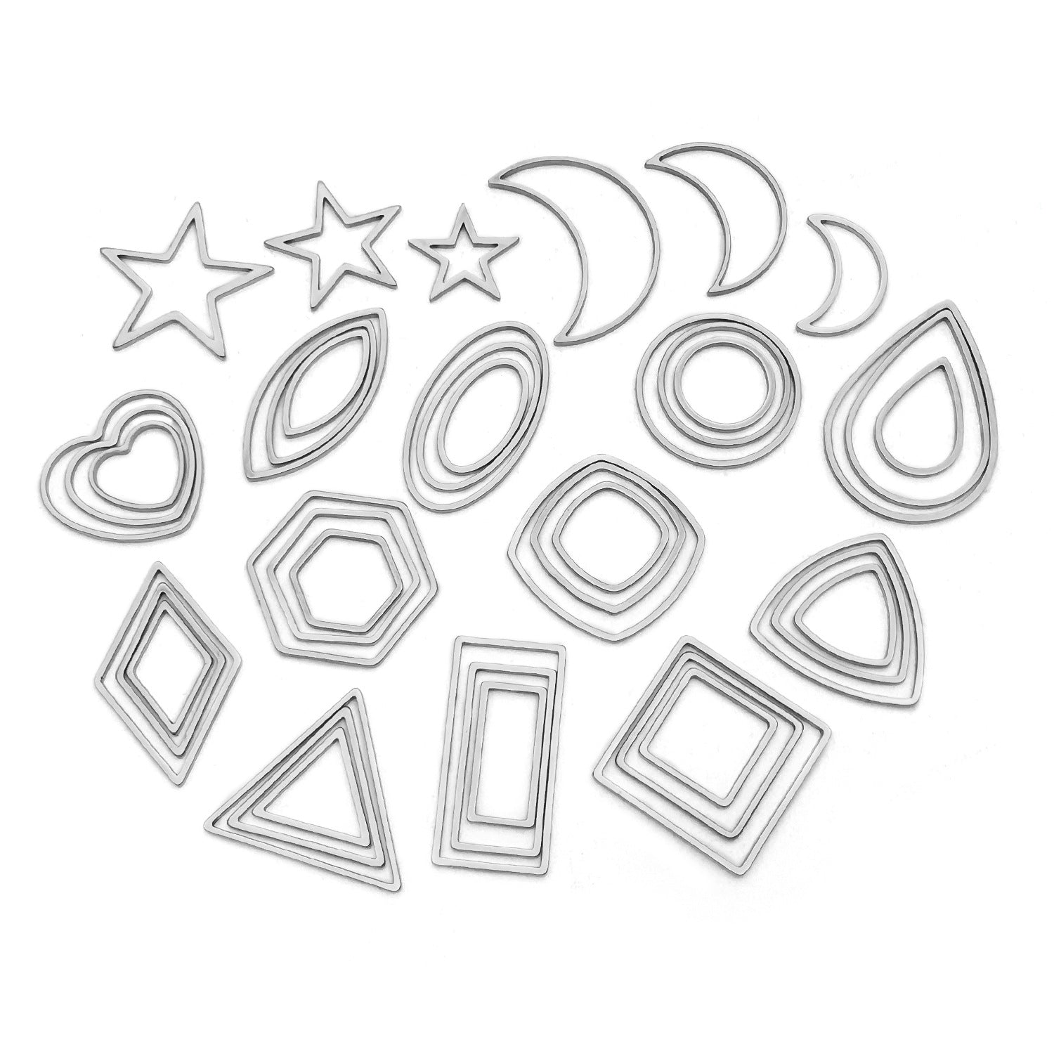 Stainless Steel Geometric Triangle Cross Heart Frame Hollow Charm Pendant for Necklace DIY