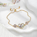 Gold Tone Pressed Flower Crystal Heart Slider Bracelets in Six Designs view 8