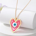 Gold Tone Large Heart Resin Evil Eye Pendant Necklaces view 6