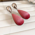 Silver Tone Velvet Teardrop Earrings in Five Colors view 8