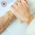 Gold Adjustable Faux Pearl Drop Lariat Necklace Slider Bracelet view 3