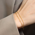 Double Layer Snake and Bead Chain Bracelet Gold Steel view 4
