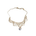 Gold Lace Mesh Pearl Drop Choker Necklace One Style view 5