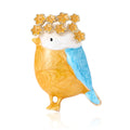 Yellow Bird Brooch with Blue Wing and Flower Crown view 5
