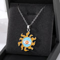 Gold and Silver Tone Enamel Sun Evil Eye Pendant Necklaces view 4