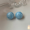 Glossy Round Ball Stud Earrings in Blue and Red Jewelry view 6