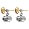 Gold Silver Oval Dual Wear Drop Earrings Two Tone Pair view 5