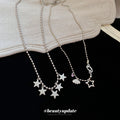 Silver Star Moon and Cloud Charm Necklace with Polished Metal Details view 2