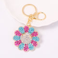 Rhinestone Smiley Face Flower Keychain Metal Bag Charm view 6