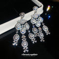 Silver Crystal Teardrop Chandelier Earrings Statement Jewelry view 4
