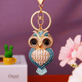 Jeweled Heart Owl Keychains in Pink Blue and White Color Options view 7
