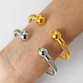 Open Cable Twist Cuff Bangle With Polished Ball Ends view 2