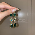 Green Crystal Floral Teardrop Hook Earrings Fashion Jewelry Accessories view 1