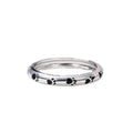 Silver Tone Black Paw Print Band Ring Polished Jewelry view 1
