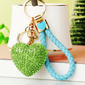 Jeweled Heart Keychains in Seven Color and Braided Loop Pairings view 3