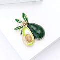 Whole and Half Avocado Enamel Brooch With Green Leaves view 4