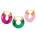 Chunky Resin C Hoop Earrings Gold Caps Multicolor Styles view 5