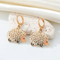 Gold Tone Hedgehog Huggie Drop Earrings in Two Finishes view 3